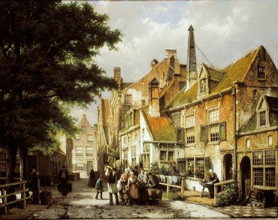 Street scene by Willem Koekkoek